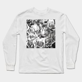 Black and white Roses Sketch Long Sleeve T-Shirt